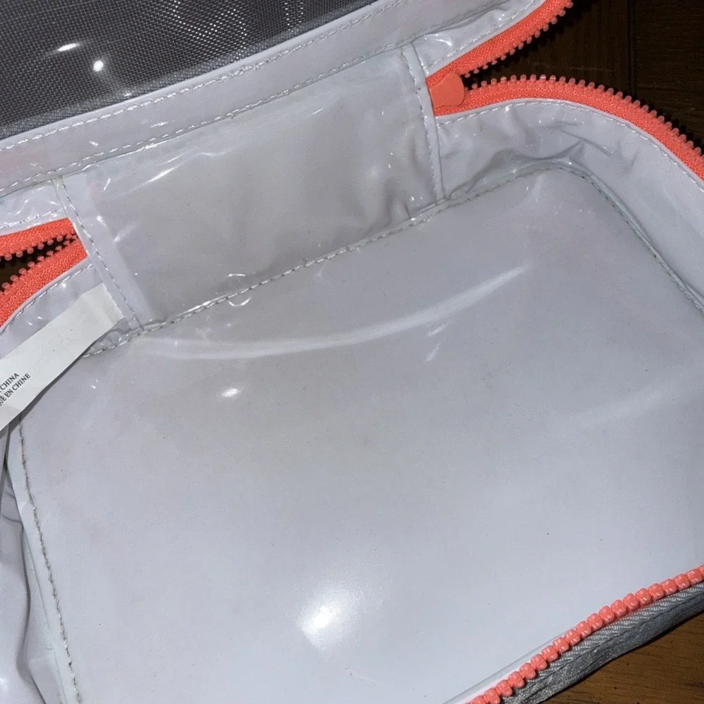 Flyte.70 Makeup Bag Gray/Orange Cosmetic Bag Travel Beauty New Mesh Top Lot Of 2